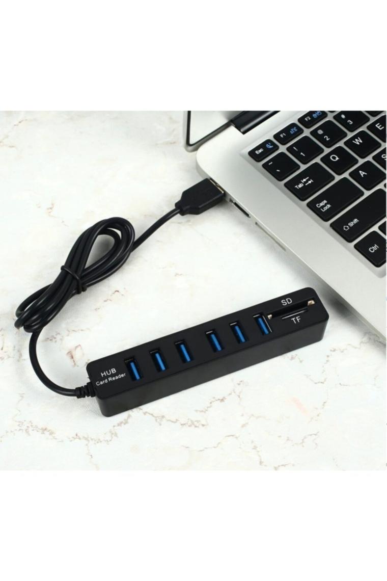4691 Usb Hub 6 Port Microsd Tf Sd Kart Okuyucu Çoklayıcı
