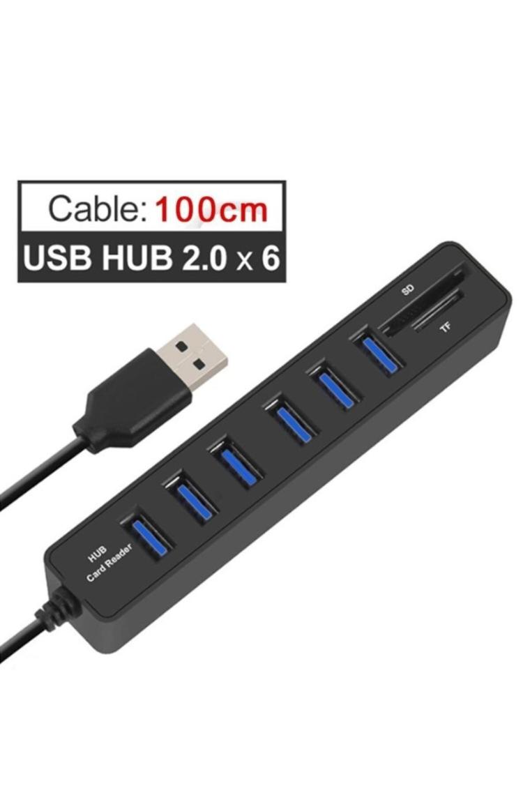 4691 Usb Hub 6 Port Microsd Tf Sd Kart Okuyucu Çoklayıcı