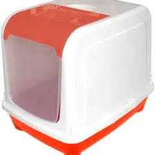 Markapet Kapalı Çift Açılır Kedi Tuvaleti 50/38/42 Cm Kırmızı