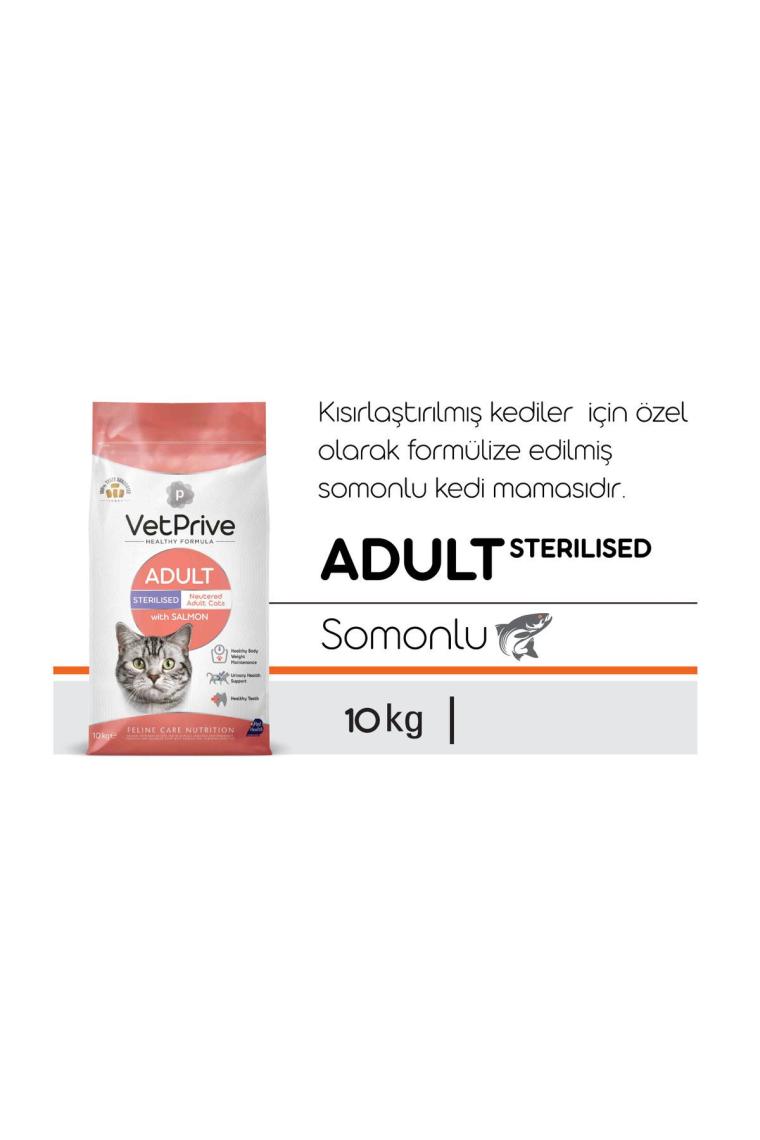 Vet Prive Somonlu 10 kg Kısırlaştırılmış Yetişkin Kedi Maması