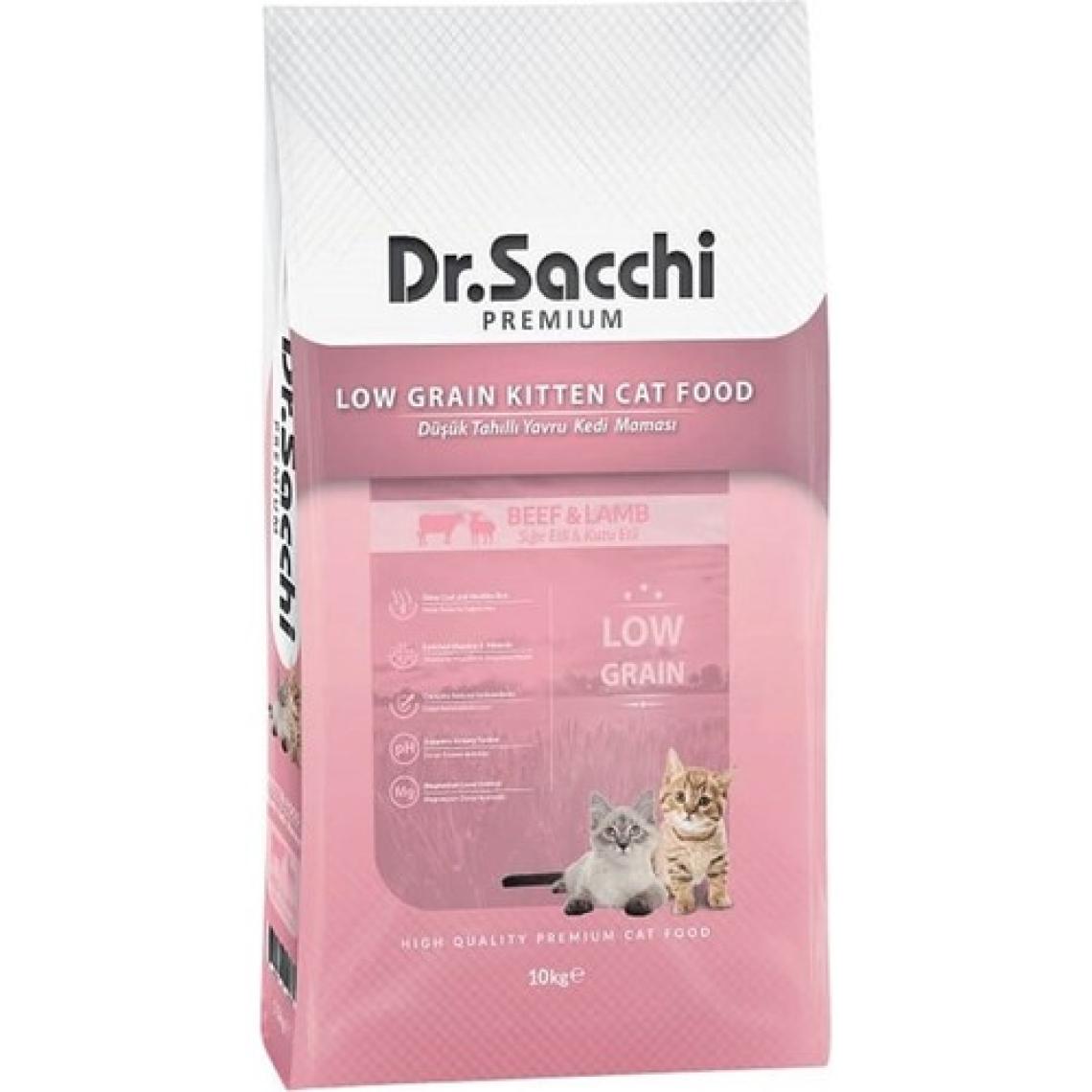 Dr.Sacchi Premium Düşük Tahıllı Sığır Etli ve Kuzu Etli Yavru Kedi Maması 10 Kg