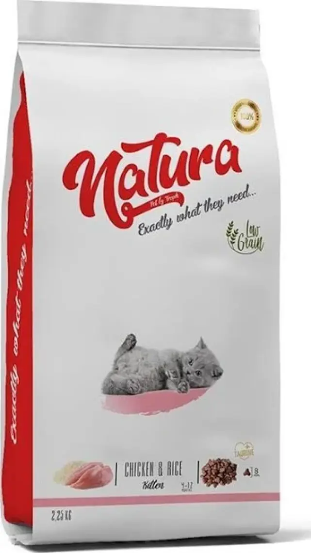 Natura Low Grain Kitten Düşük Tahıllı Tavuklu Pirinçli Yavru Kedi Maması 2,25 kg