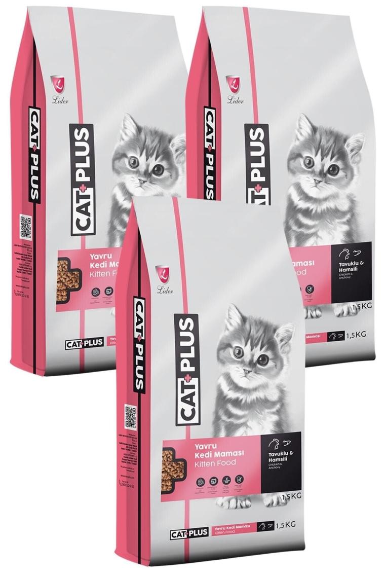 Catplus Tavuklu Hamsili Yavru Kedi Maması 1,5 kg x 3 Adet