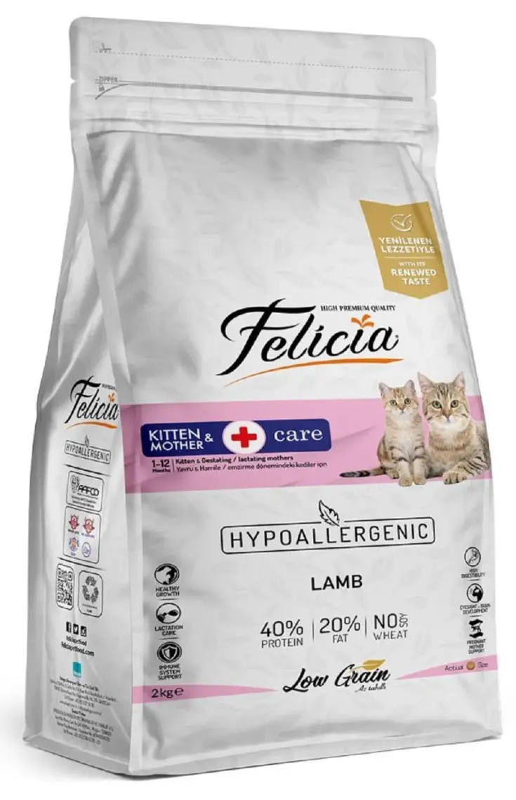Felicia Az Tahıllı 2 kg Yavru Kuzu Etli Hypoallergenic Kedi Maması