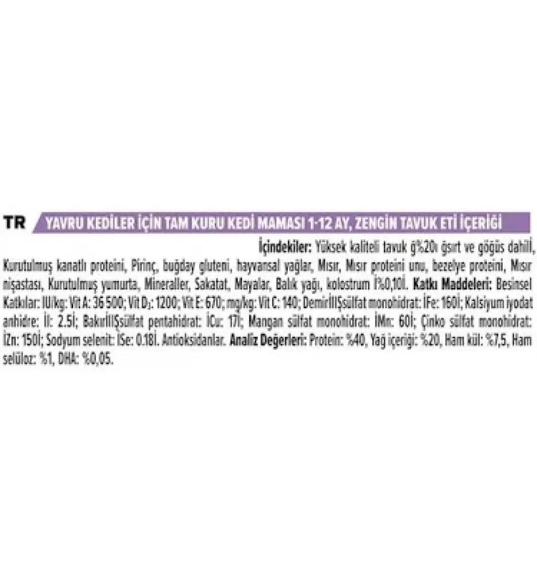Kitten Tavuklu Yavru Kedi Maması - 1,5 Kg