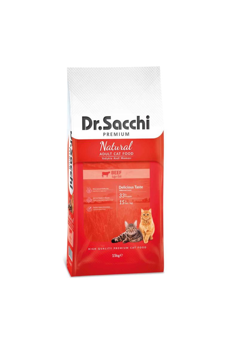 Dr. Sacchi Premium Natural Beef Sığır Etli 15 kg Yetişkin Kedi Maması