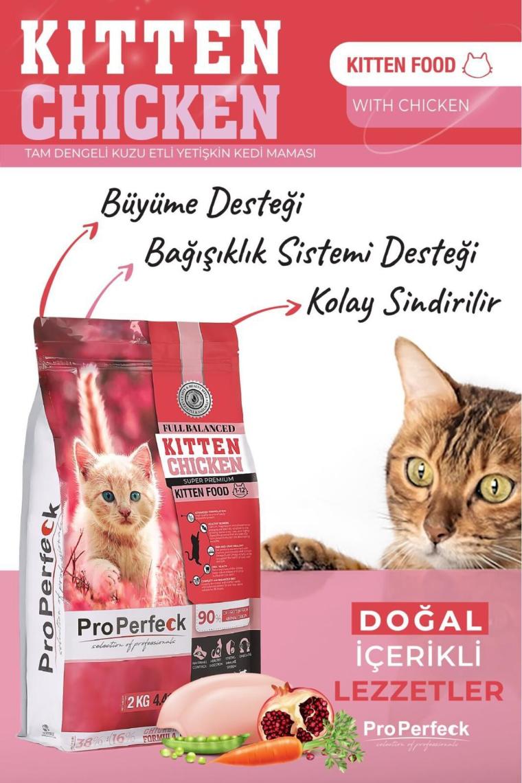 Süper Premium Tavuklu Narlı Havuçlu Yavru Kedi Maması 2 kg