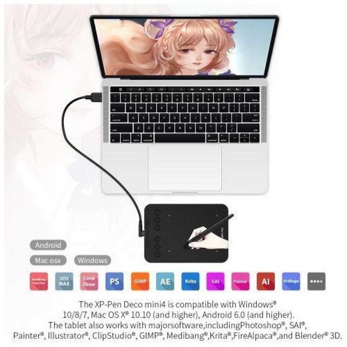 XP-Pen Deco Mini 4 Android, Windows Uyumlu Grafik Tablet