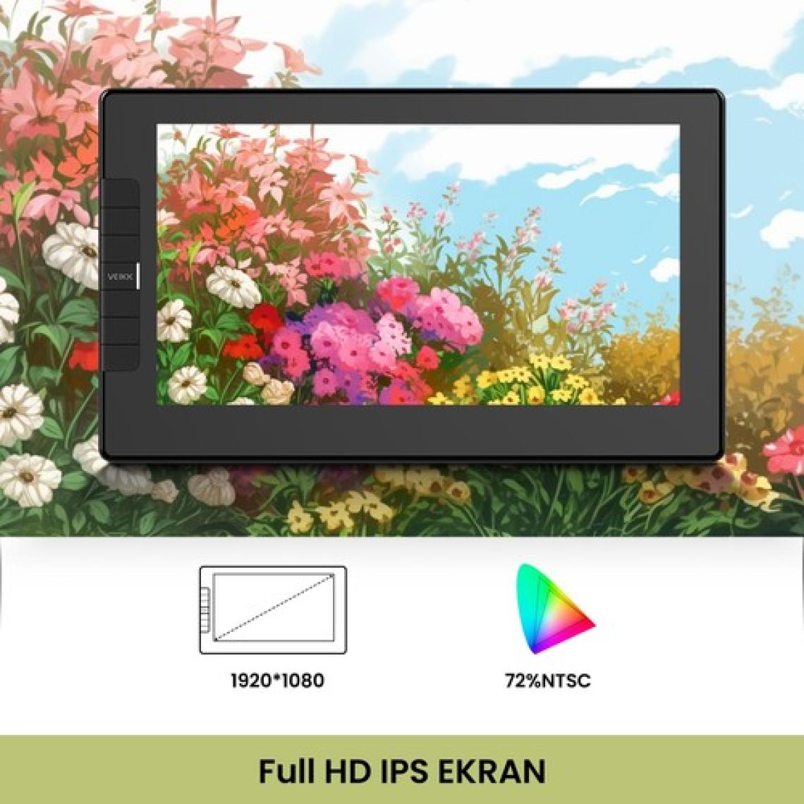 Veikk VK1200V2 8192 Levels 11.6" IPS HD Grafik Tablet + Kalem