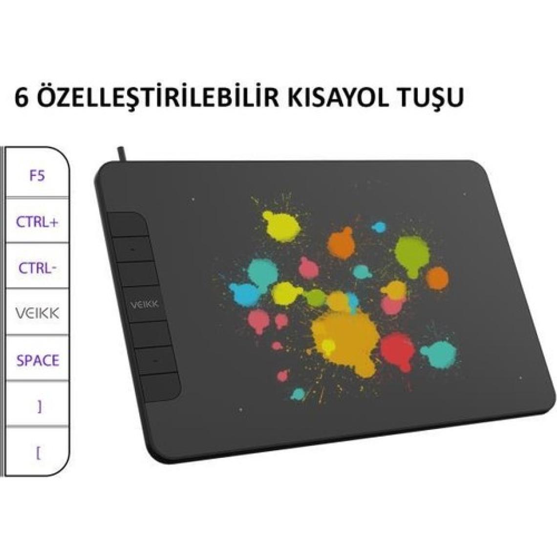 Veikk VK640 6 x 4" 6 Kısayol Tuşlu Grafik Tablet + Kalem