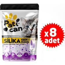 Patican Lavanta Kokulu Silika Kristal Kedi Kumu 5 lt x 8 Adet