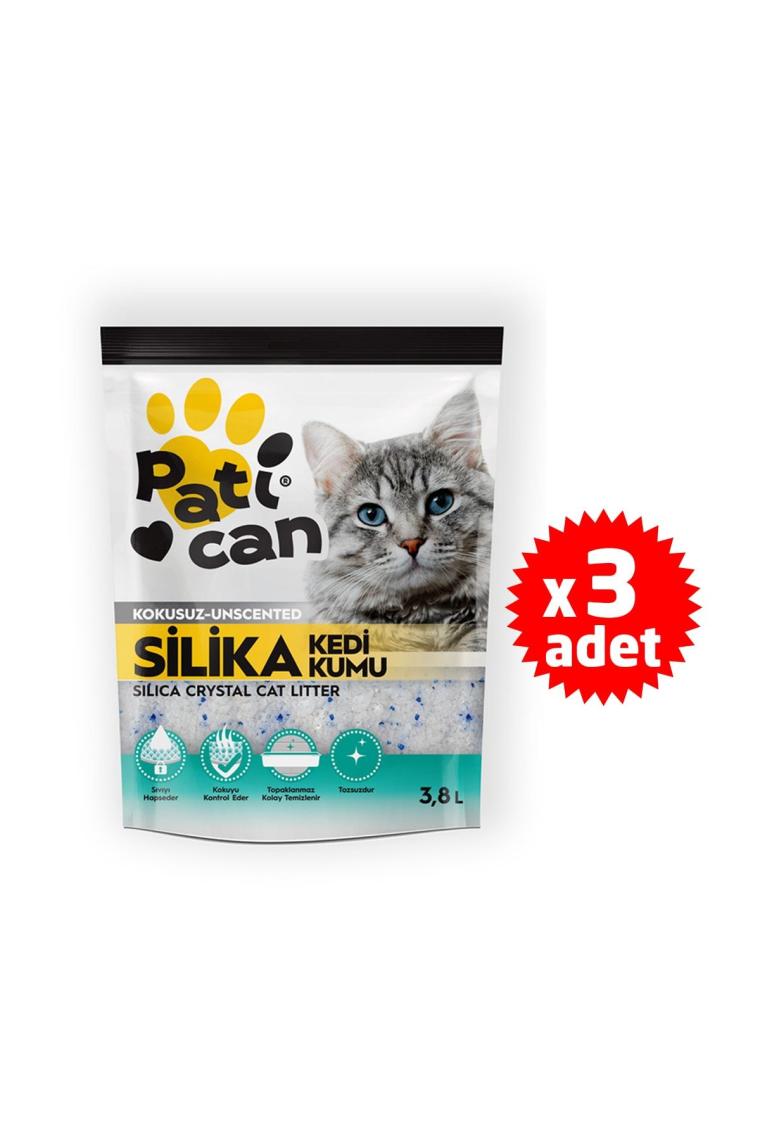 3 Adet Silika Kristal Kedi Kumu 3.8 Lt