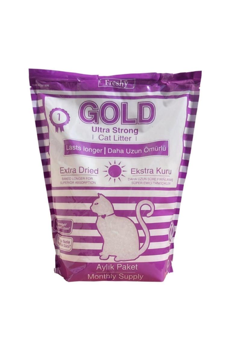 Gold Silika Kristal Kedi Kumu - Aylık Paket - Kalın Taneli