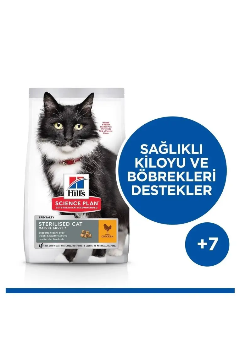 Hill's Mature Sterilised Tavuklu Kısırlaştırılmış Yaşlı Kedi Maması 1.5 kg