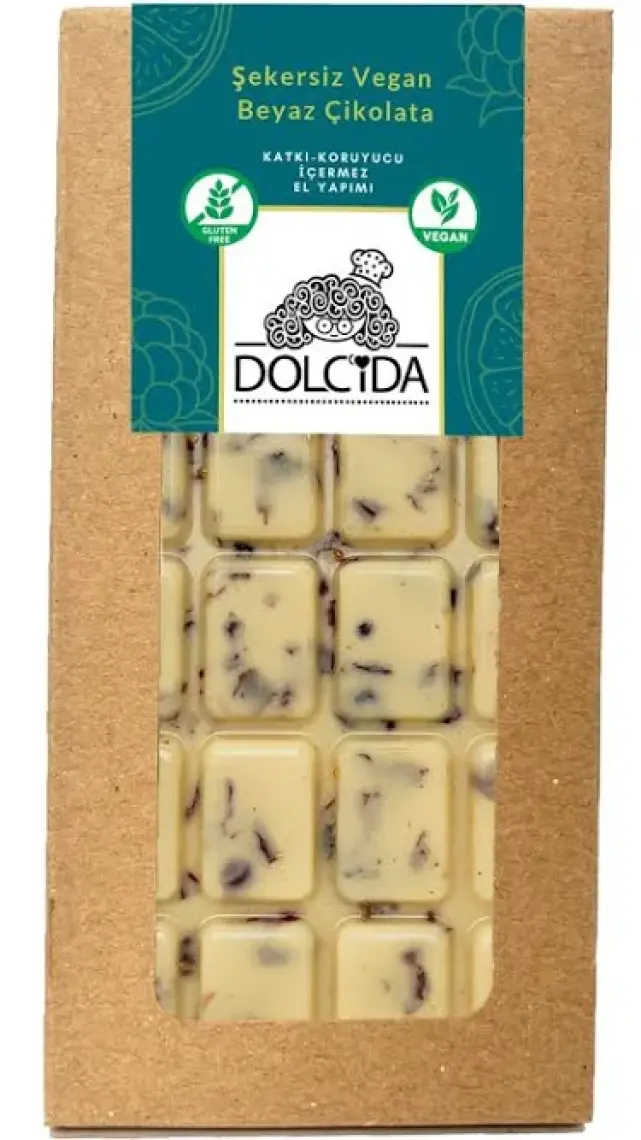 Dolcida Şekersiz Vegan Beyaz Çikolata 100 G