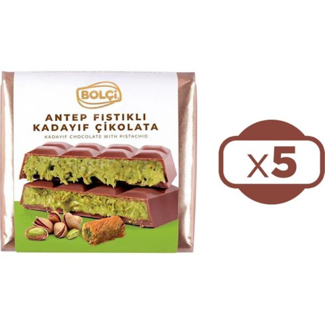Bolçi Fıstıklı Kadayıf Dolgulu Sütlü Dubai Çikolatası 100 gr x 5 Adet