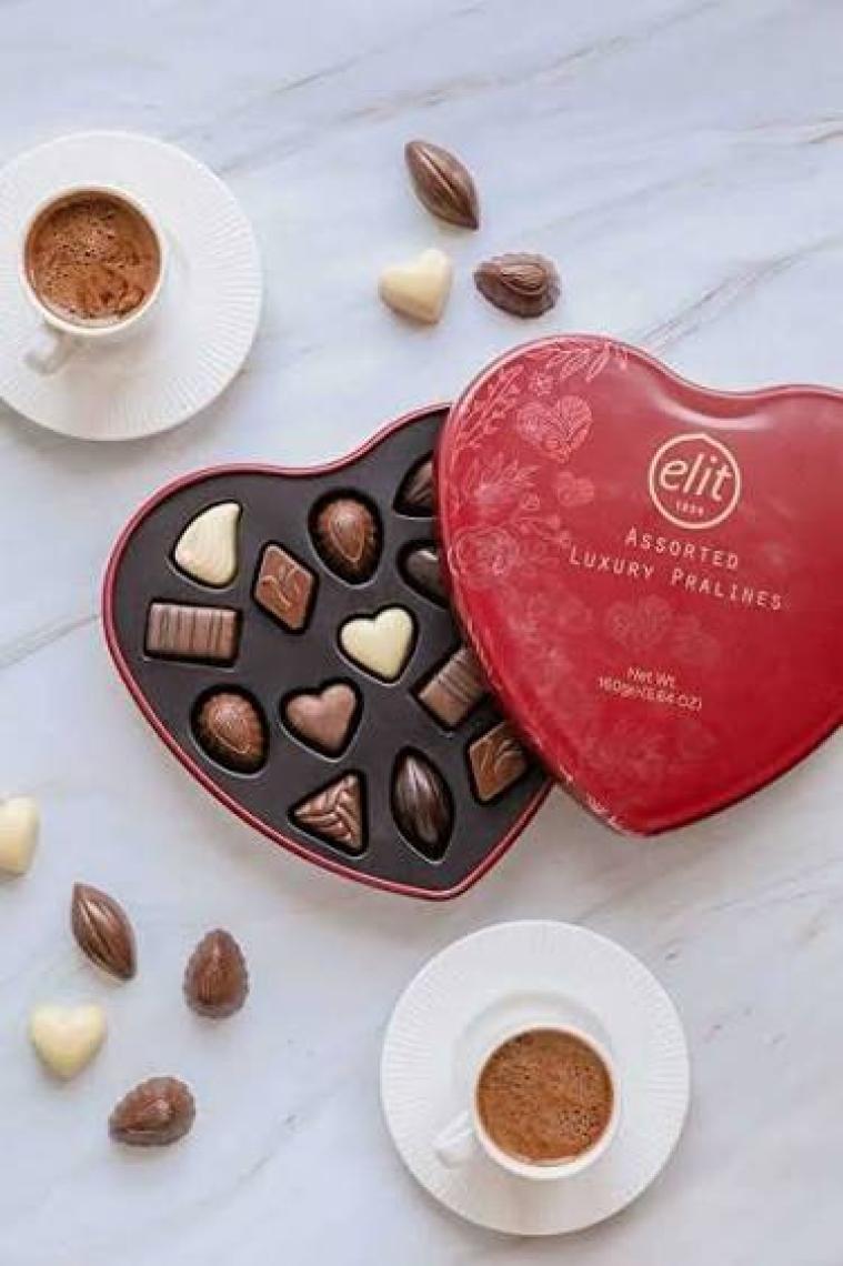 Luxury Pralines Çikolata Metal Kalp Kutu 160g Glutensiz