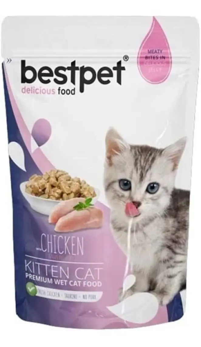 Bestpet Kitten Jelly Tavuklu Yavru Kedi Pouch Mama 85 gr x 24 Adet