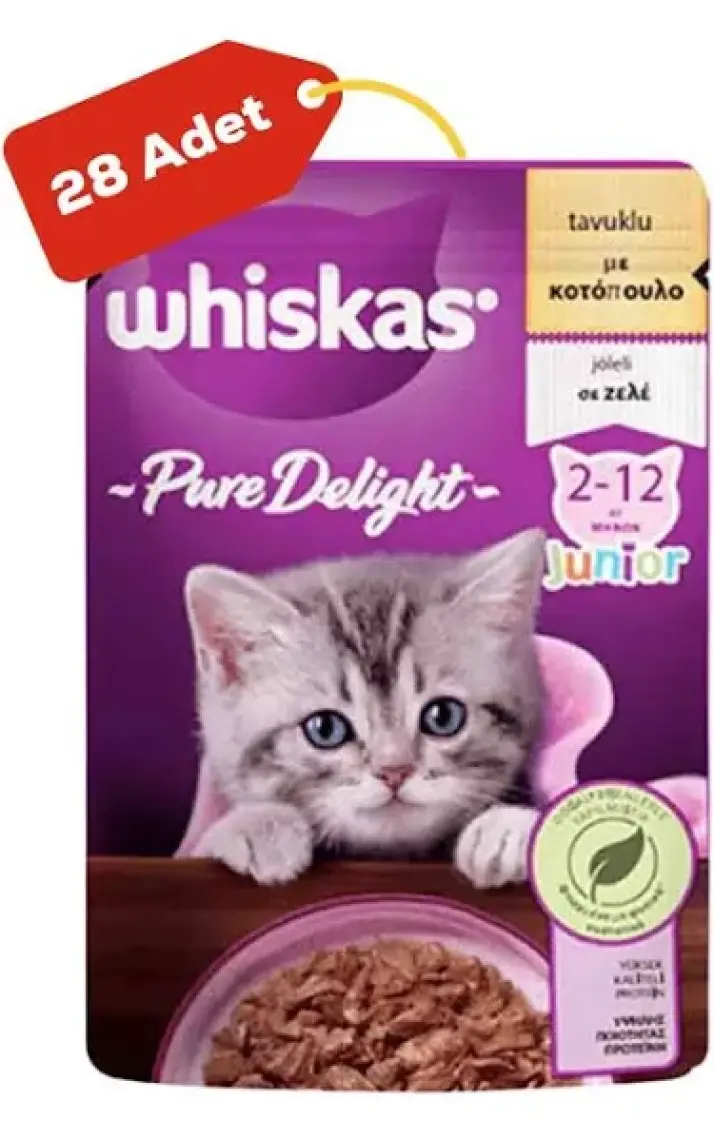 Whiskas Pouch Güveç Yavru Tavuklu Yaş Kedi Maması 85 Gr x 28 Adet
