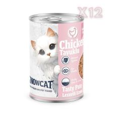 Snow Cat Premium Tahılsız Kıyılmış Tavuk Etli Yavru Kedi Konservesi 12 ADET*400 G