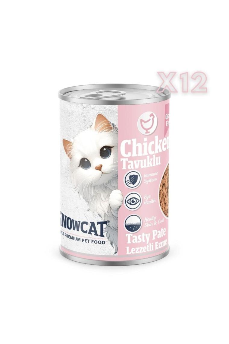 Snow Cat Premium Tahılsız Kıyılmış Tavuk Etli Yavru Kedi Konservesi 12 ADET*400 G