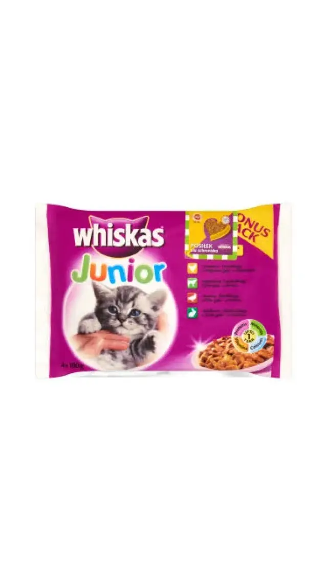 Whiskas Pouch Junior Et Çeşitleri Kedi Yaş Maması 100 Gr (4 Adet)