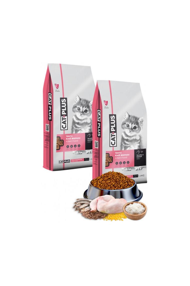 CatPlus Tavuklu Hamsili Yavru Kedi Maması 1,5 Kg x 2 Adet