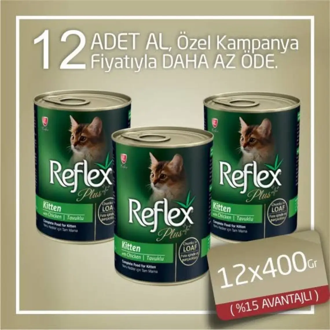 Reflex Plus Kitten Tavuklu Konserve Yavru Kedi Maması 400 gr