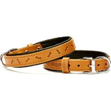 Doggie Deri Kemik Desenli El Yapımı Köpek Boyun Tasması 2x35-40 cm - Camel