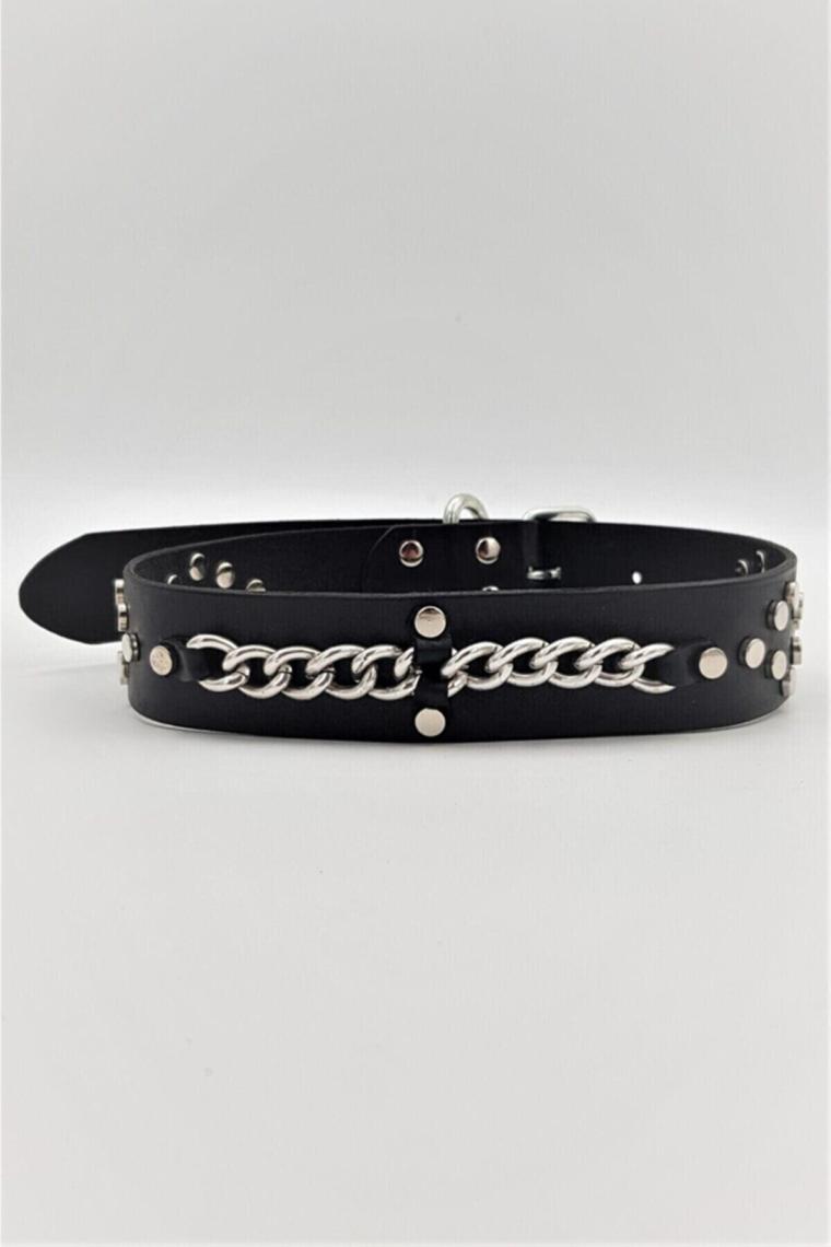 Desingshop Hakiki Deri Ayarlanabilir Büyük Irk Köpek Tasması 4 cm x 67 cm Boyun Ölçüleri: 45 - 59 cm