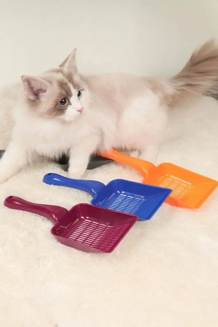 Pikas Aralıklı Plastik Kedi Kumu Küreği,temizleme Eleme Küreği Kırmızı