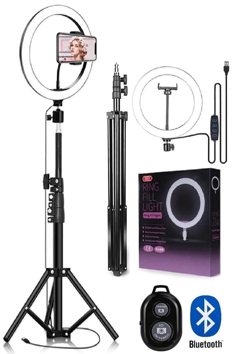 Asfal 10 inç(26 Cm) Kumandalı Youtuber, Selfie LED Işık ve 210 cm Tripod Kuaför, Makyaj Işığı Tiktok Işığı
