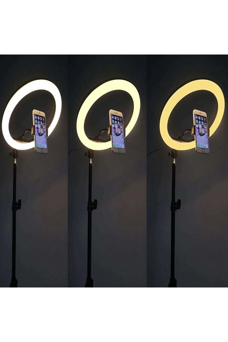 Asfal 10 inç(26 Cm) Kumandalı Youtuber, Selfie LED Işık ve 210 cm Tripod Kuaför, Makyaj Işığı Tiktok Işığı
