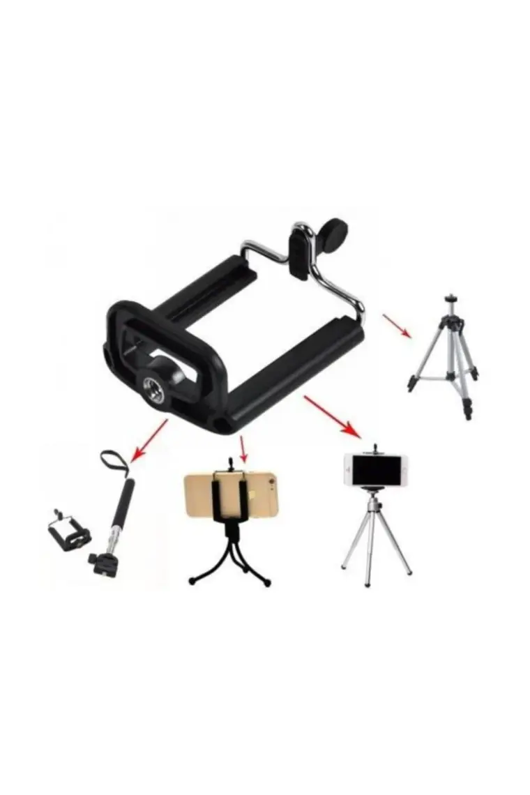 Jetfast Tripod Bağlantılı Selfie Çubuğu Telefon Tutucu Bağlantılı Aparat 1 Adet