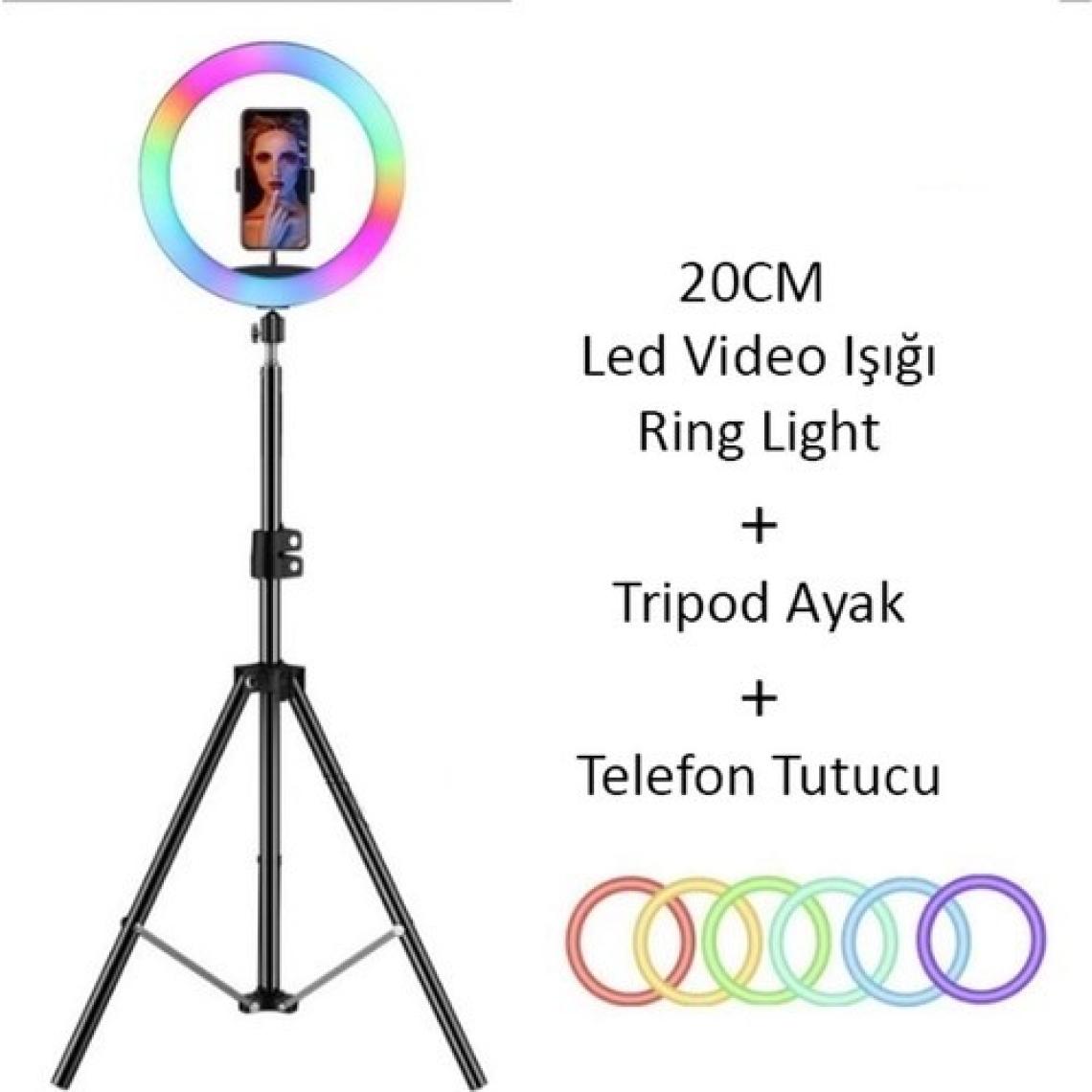 Asfal Rgb Işık Çok Renkli LED Make Up Selfie Işığı 210 cm Tripot Selfie Çubuğu Tiktok Işığı