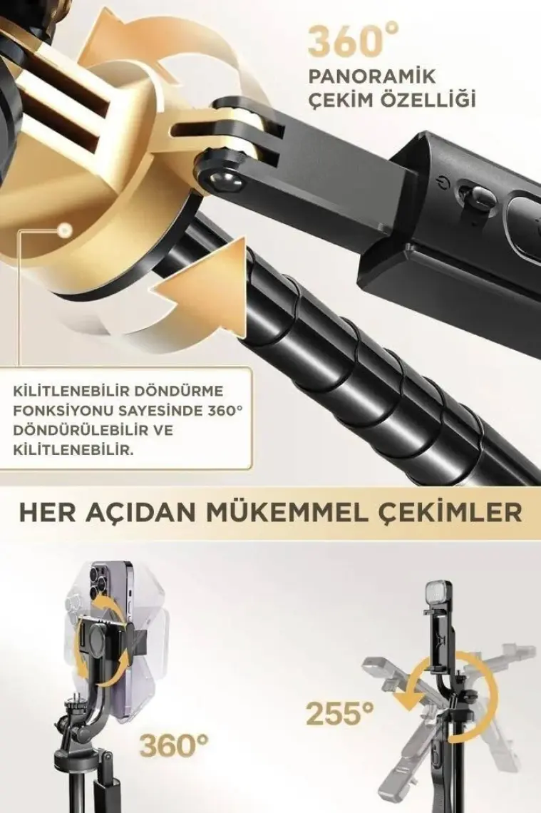 Torima L16 Çok Amaçlı Tripod Selfie Kumandalı 153 cm Anroid Ios Go Pro Uyumlu