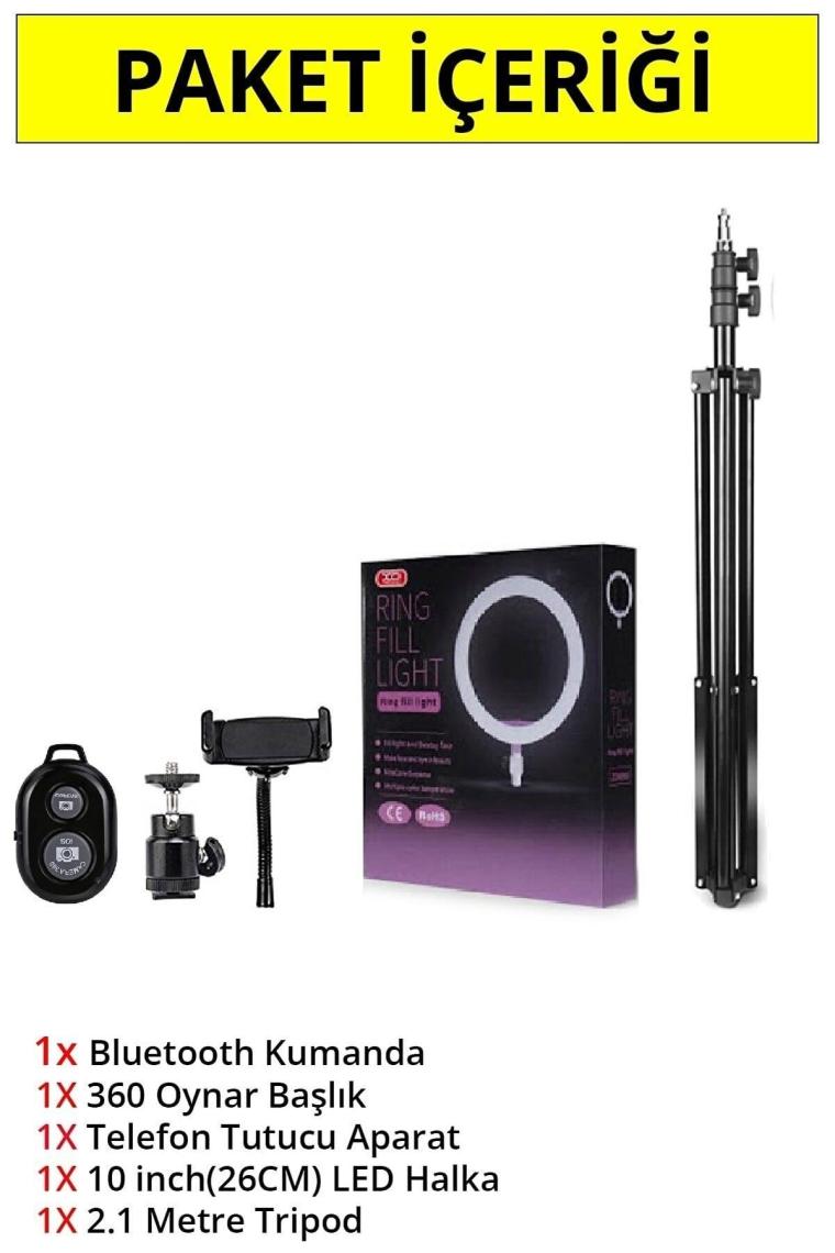 Asfal 10 inç(26 Cm) Kumandalı Youtuber, Selfie LED Işık ve 210 cm Tripod Kuaför, Makyaj Işığı Tiktok Işığı