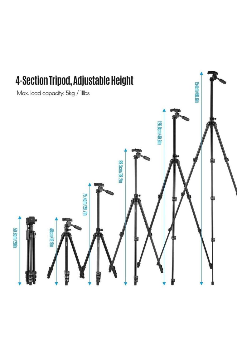 Hobimtek HT-T02 Profesyonel Tripod 154 cm Yatay Kullanım Çok Fonksiyonlu Panoramik Kafa 360 Derece Dönebilir
