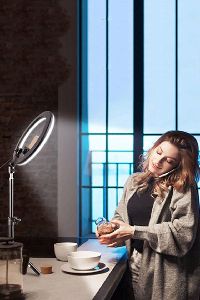 CoverZone Youtuber LED Selfie Işığı Telefon Tutuculu Tripod 10 Inç 2.1 m