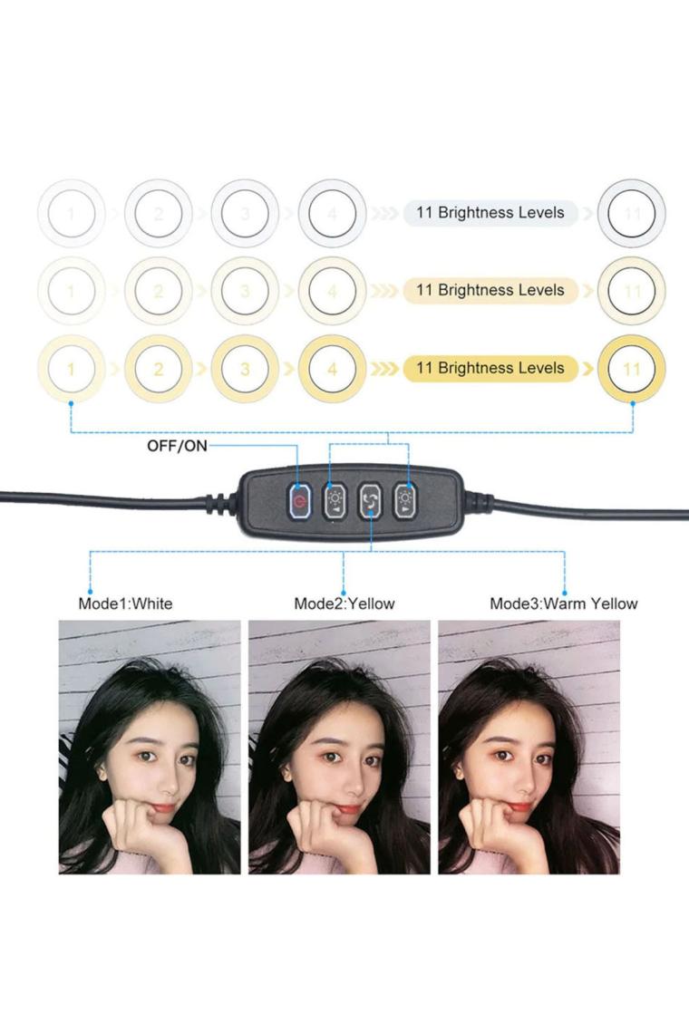 CoverZone Youtuber LED Selfie Işığı Telefon Tutuculu Tripod 10 Inç 2.1 m