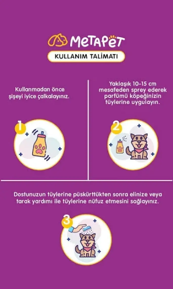 Metapet Evcil Hayvan Için Organik Kötü Koku Giderici Sprey, Doğal Köpek Parfümü, Uzun Süreli Etkili 150 ml