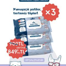 Zozo Cares Pati & Tüy Temizleyici Hijyen Mendili - 3'lü Avantaj Paket (150 Yaprak)