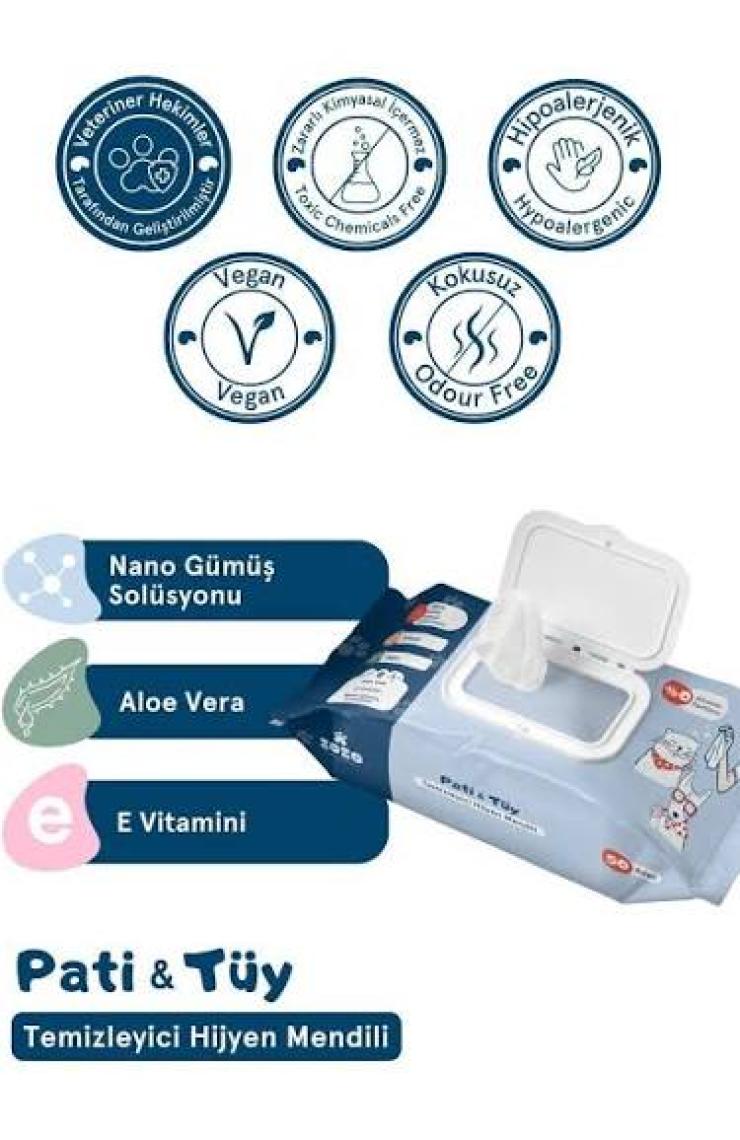Zozo Cares Pati & Tüy Temizleyici Hijyen Mendili - 3'lü Avantaj Paket (150 Yaprak)