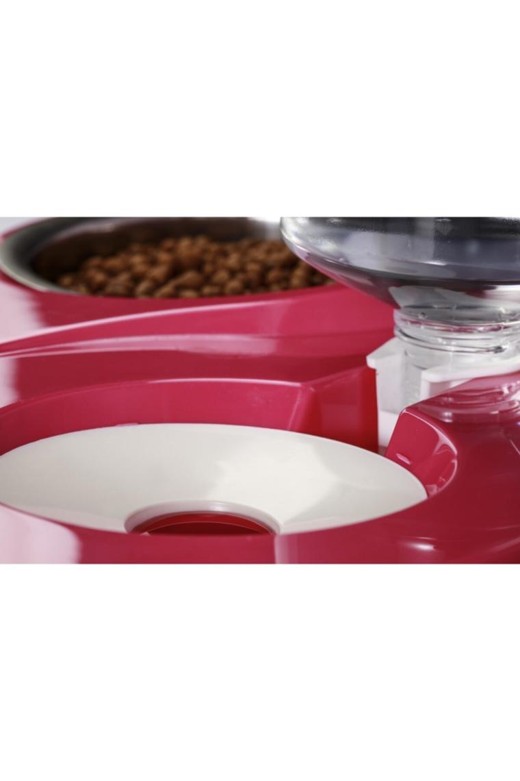 Miapet Çelik Taslı Hazneli 500 ml Gri Kedi Köpek Mama ve Su Kabı Seti