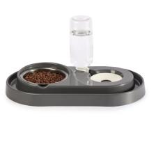 Miapet Çelik Taslı Hazneli 500 ml Gri Kedi Köpek Mama ve Su Kabı Seti