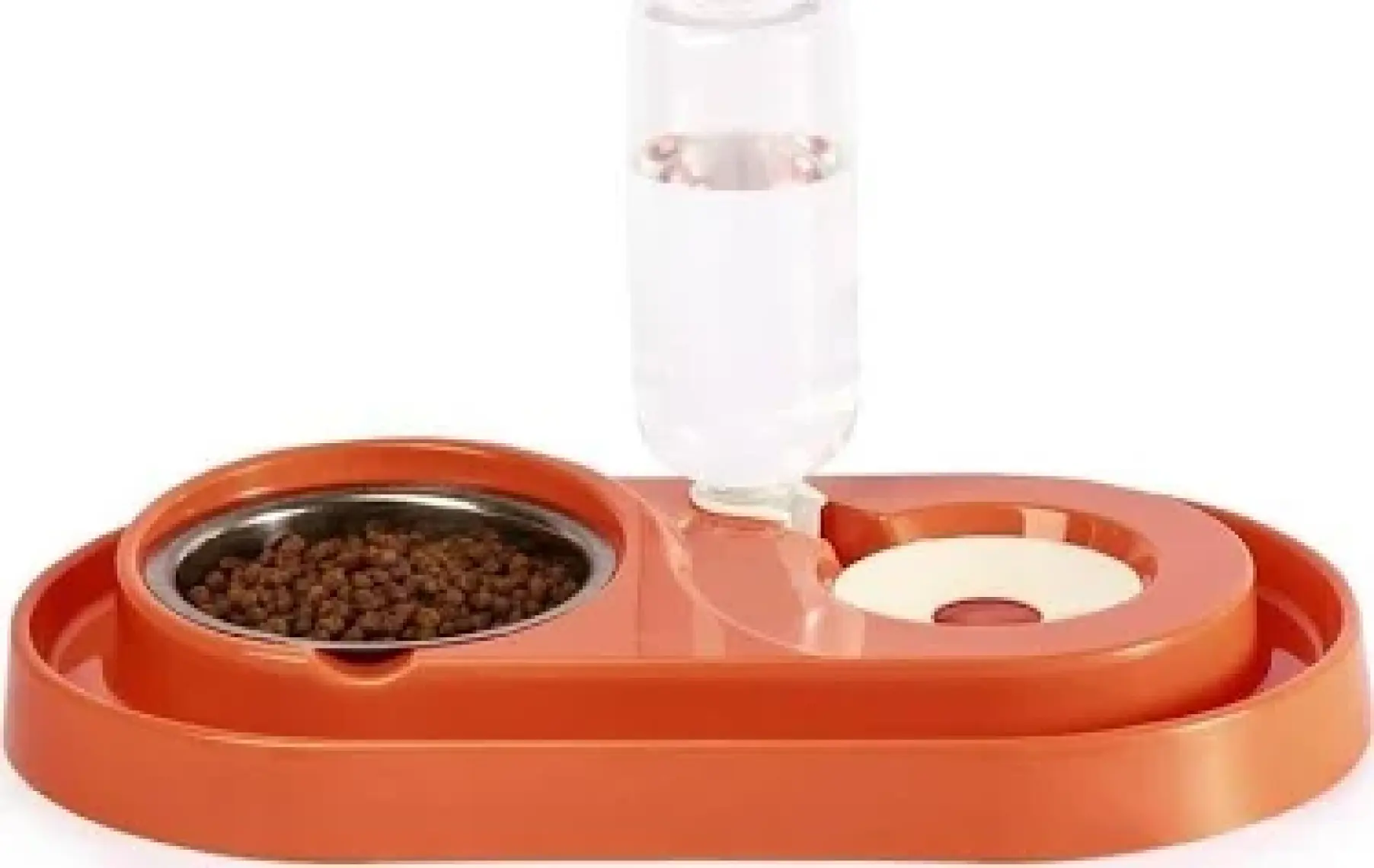 Miapet Hazneli Çelik Taslı Kedi-Köpek Mama ve Su Kabı Seti 500 ml Turuncu