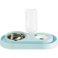Miapet Hazneli Çelik Taslı Kedi-Köpek Mama ve Su Kabı Seti 1000 ml Turkuaz