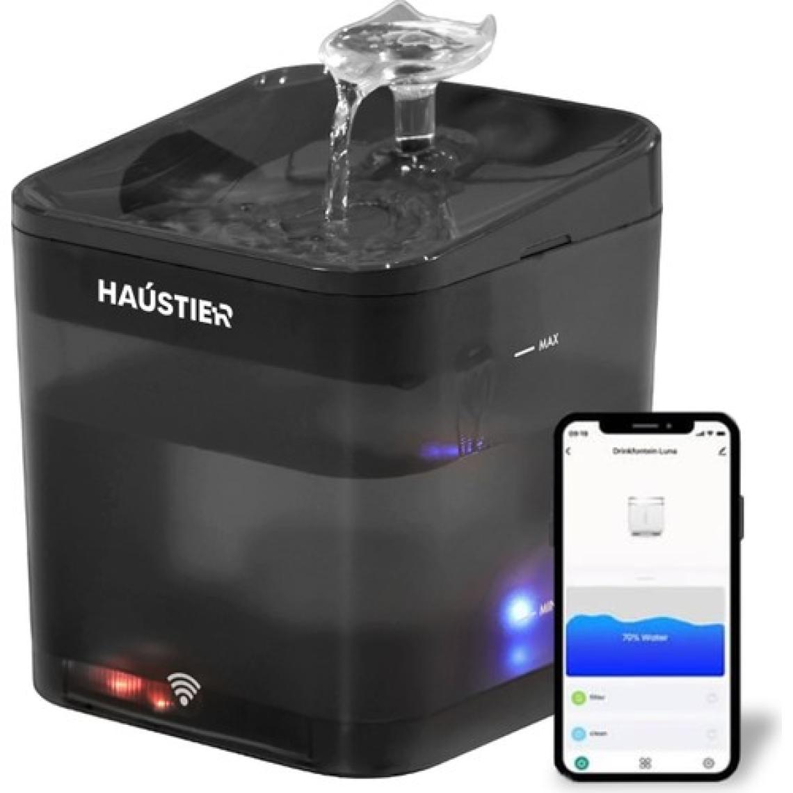 Haustier WF004 Akıllı Kedi Köpek Su Sebili Su Şelalesi Su Pınarı, Uv Su Filtrelemeli - Smart Wifi - Tuya App, Ultra Sessiz, Siyah