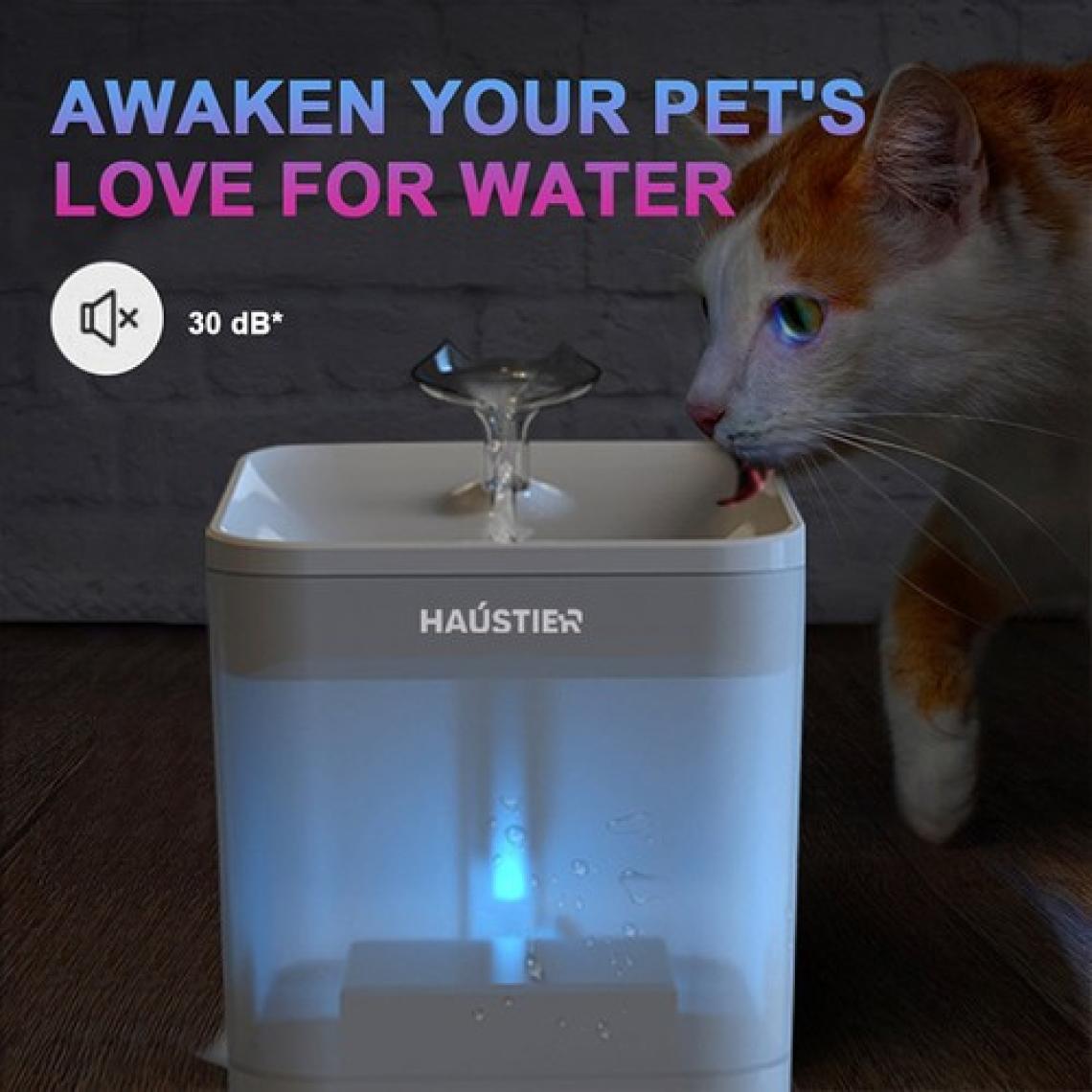 Haustier WF004 Akıllı Kedi Köpek Su Sebili Su Şelalesi Su Pınarı, Uv Su Filtrelemeli - Smart Wifi - Tuya App, Ultra Sessiz, Siyah