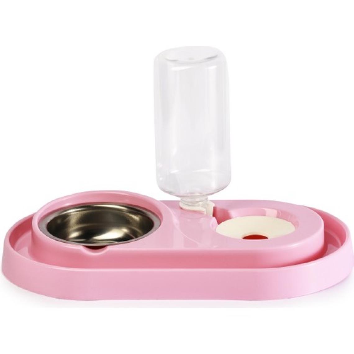 Miapet Hazneli Çelik Taslı Kedi-Köpek Mama ve Su Kabı Seti 1000 ml Açık Pembe
